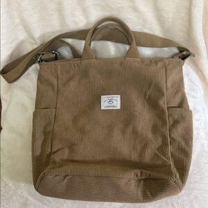 Kalidi Stylish Tan Corduroy Women's Tote Bag